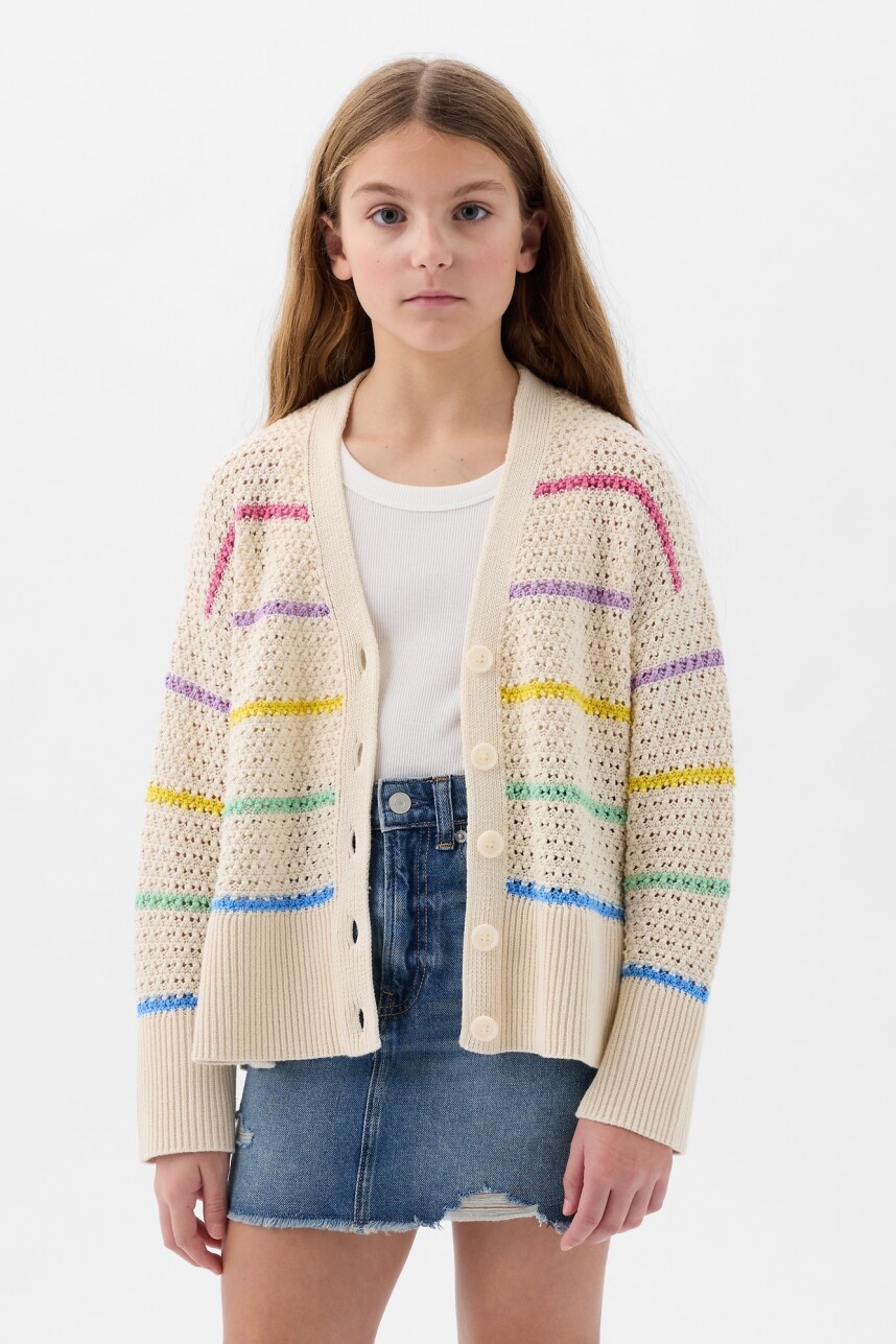 Saco Crochet Niña Sp Mar Swtr Mlt Strp