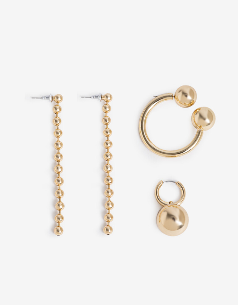 Aros Sets Metal Set De Aros Bolones - Dorado