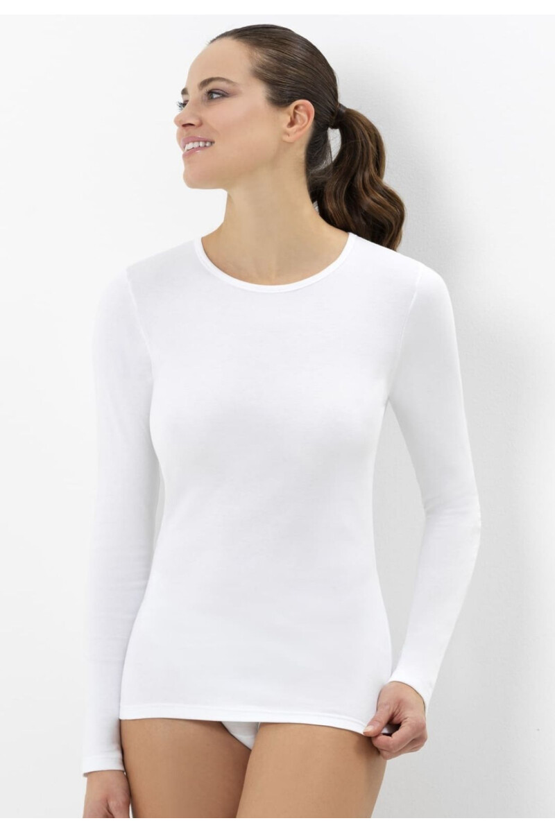 CAMISETA 100% ALGODON FRIZADO MANGA LARGA BLANCO