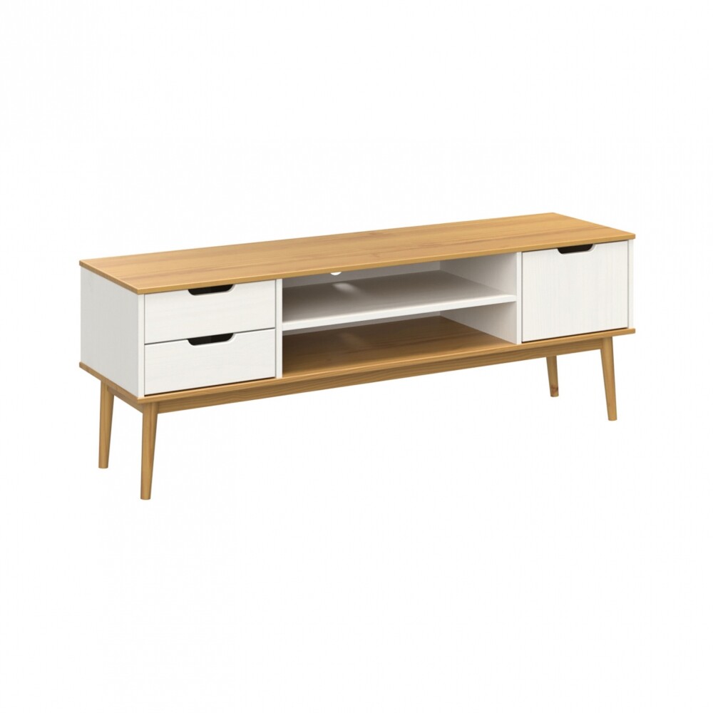 Rack para TV - Linea Nórdica Roble/Blanco