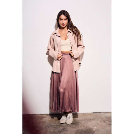 Falda Saten Pliegues Rosa