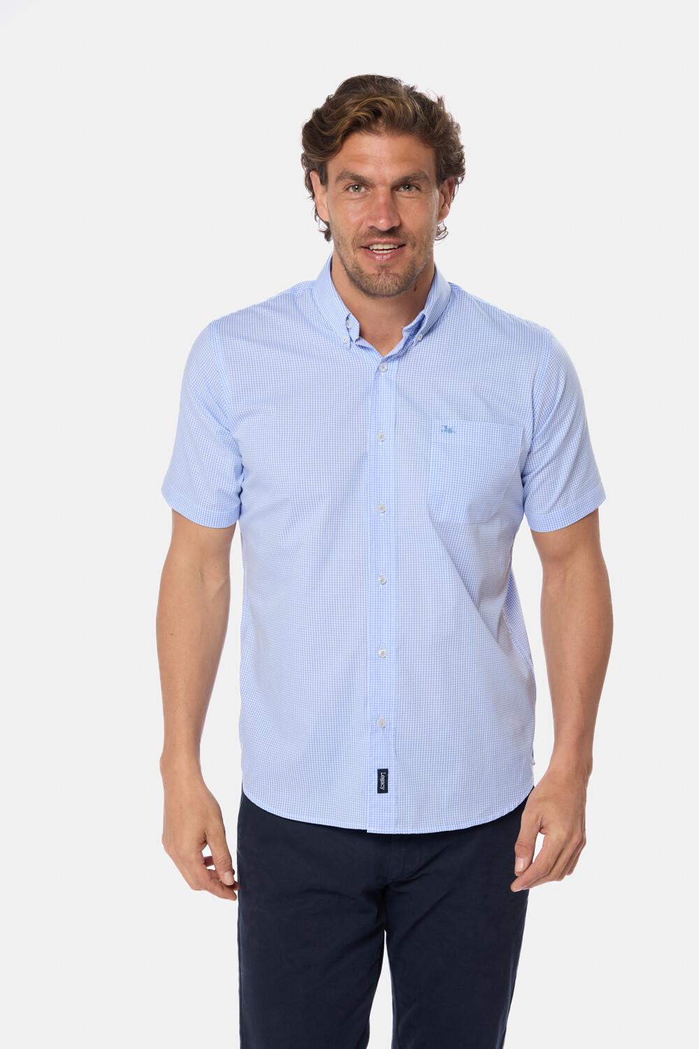 CAMISA CUADROS Celeste