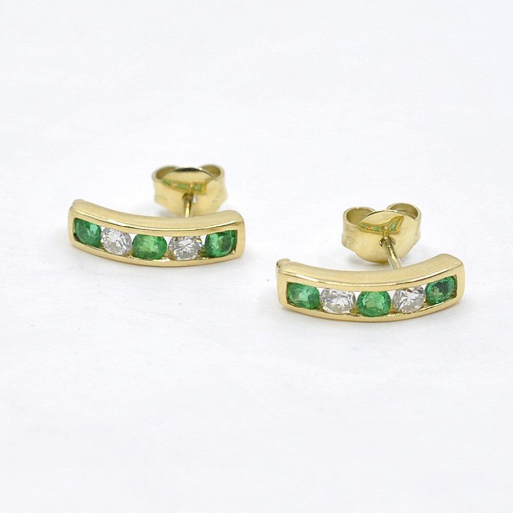 Caravanas En Oro 18K, Brillantes Y Esmeraldas Caravanas En Oro 18K, Brillantes Y Esmeraldas