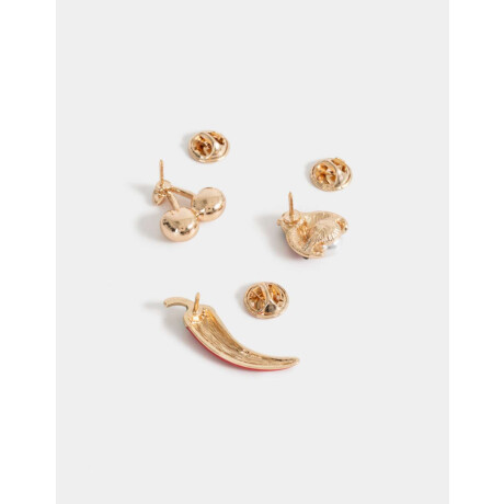 Set De Prendedores Esmaltados Dorado