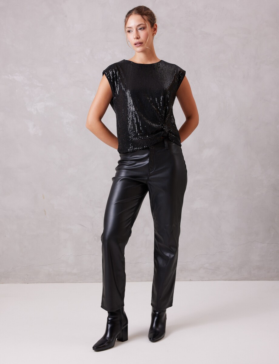 Pantalon Eco Cuero - Negro 