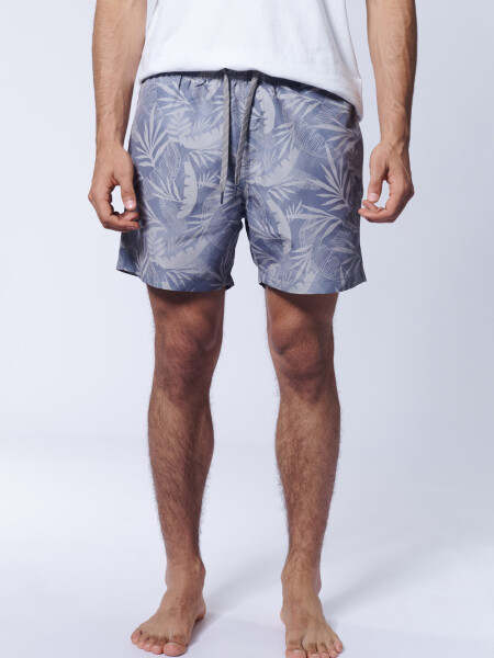 Short de baño Estampa Tropical Gris