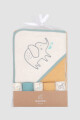 Toalla con capucha + 5 babitas bebe Beige
