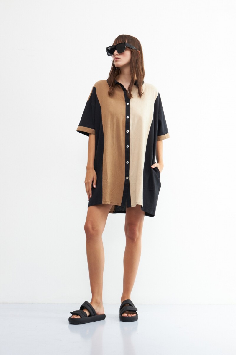 Tunica color block - beige 