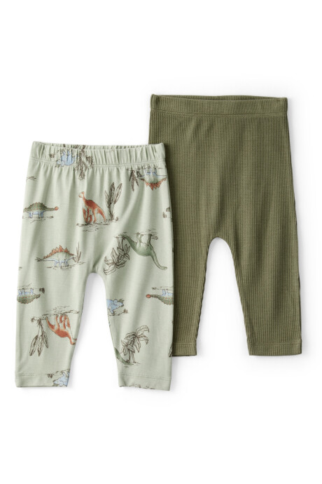 Pack dos pantalones de viscosa, diseño dinos, línea Purelysoft Sin color