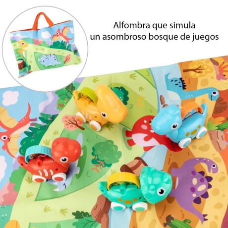 Set 4 Dinocar Auto Dinosaurio + Alfombra Juegos Bebé Huanger Multicolor