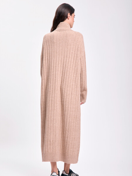 Vestido punto canalé Beige