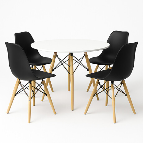 Juego de comedor Con Mesa Circular de 120cm + 4 sillas Eames Blanco