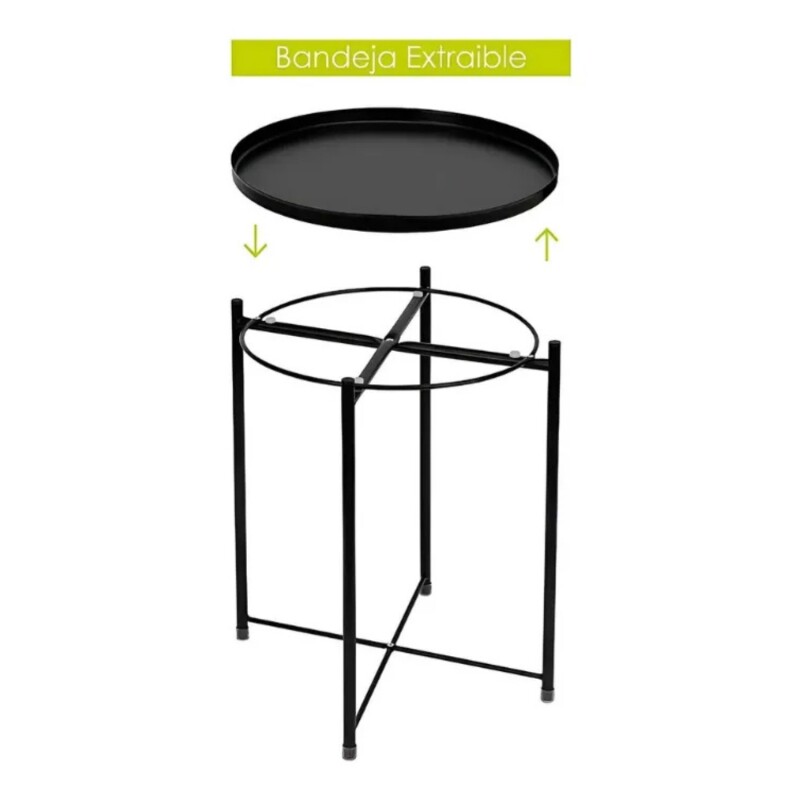 Mesa auxiliar con bandeja Lumax Metálica Redonda Stoke Negro