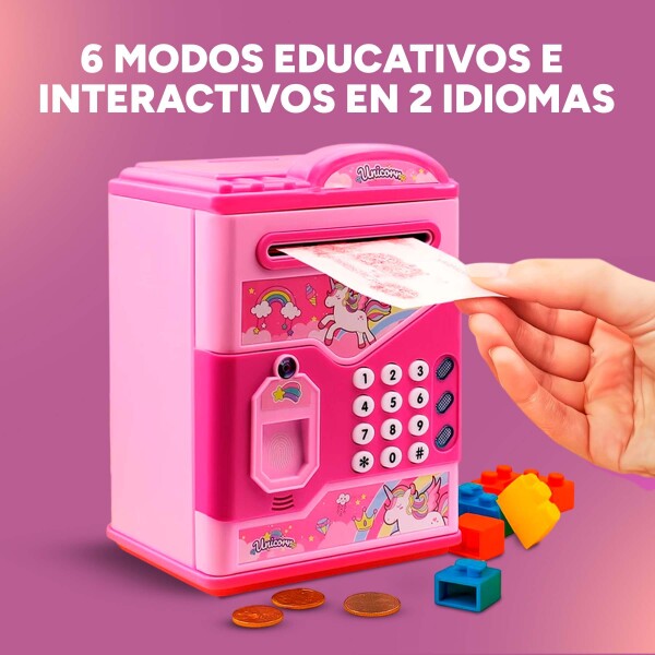 Alcancía Infantil Caja Fuerte Juguete Con Sonido Luces Variante Color Rosa