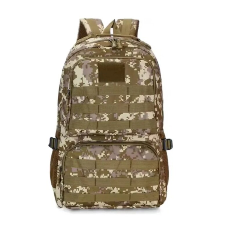 Mochila Táctica Camping 35L Bencor Militar Lona Reforzada Marron Pixeleado