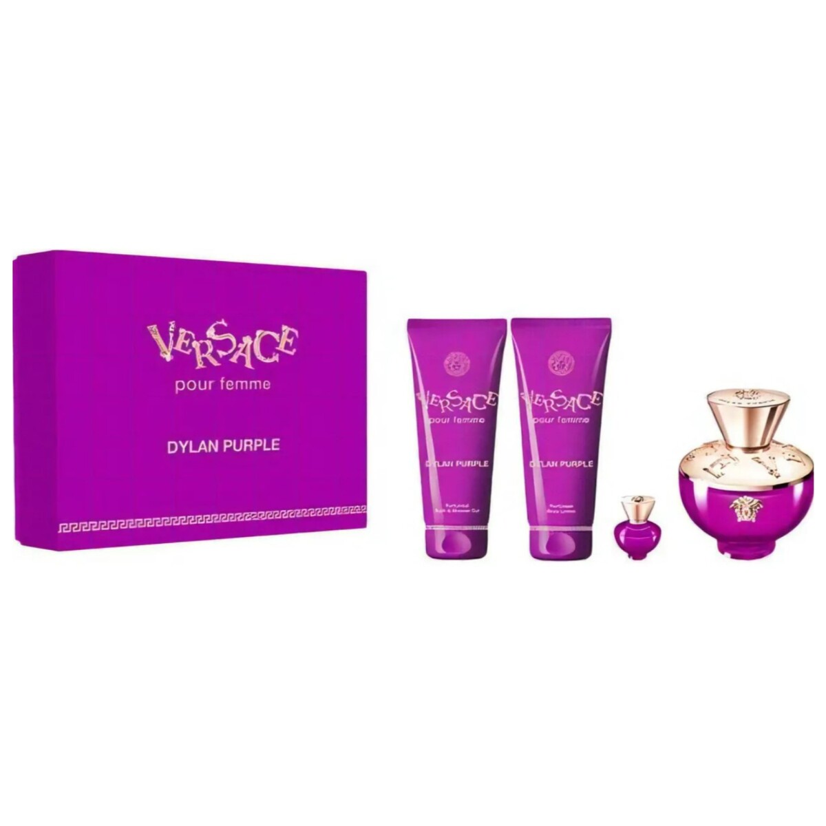Set Versace Dylan Purple x4 piezas 