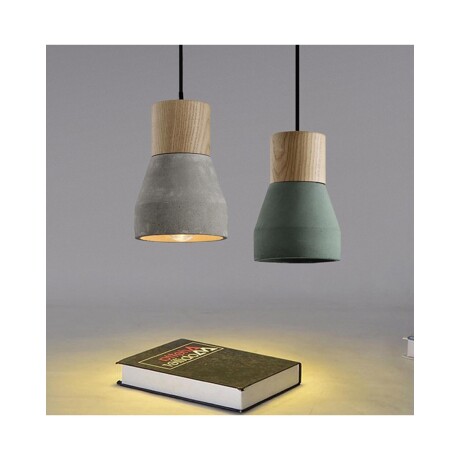 Lámpara colgante Ixec símil concreto con madera Lámpara colgante Ixec símil concreto con madera
