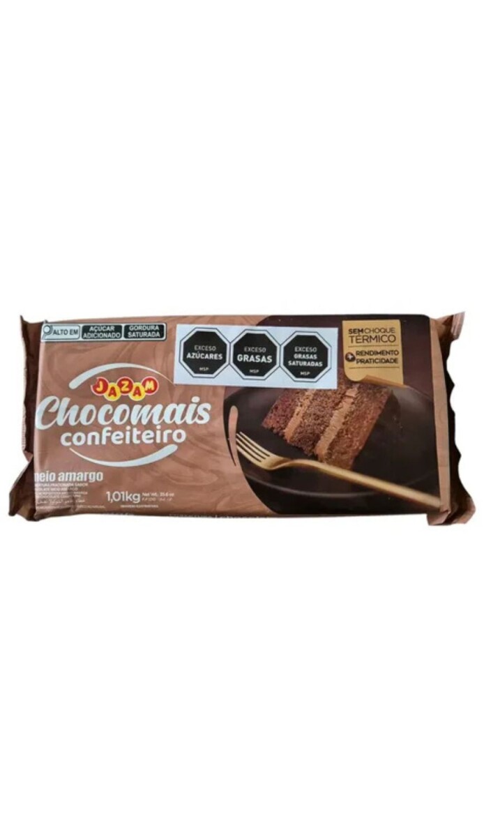 CHOCOLATE. COBERTURA JAZAM BARRA MEDIO AMARGO 1KG (CHOCOMAIS) 