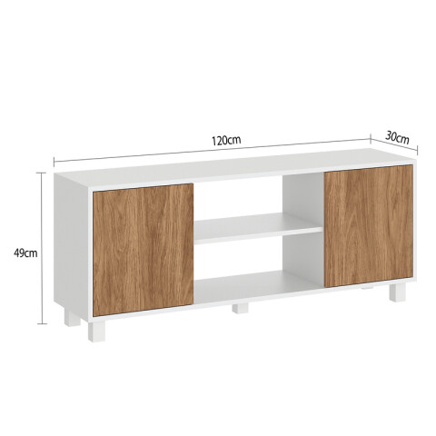 Mueble Rack de Tv Hasta 50" Manhattan de Piso con 2 Puertas y Estantes 120 cm de Ancho - Manchester / Blanco Mueble Rack de Tv Hasta 50" Manhattan de Piso con 2 Puertas y Estantes 120 cm de Ancho - Manchester / Blanco