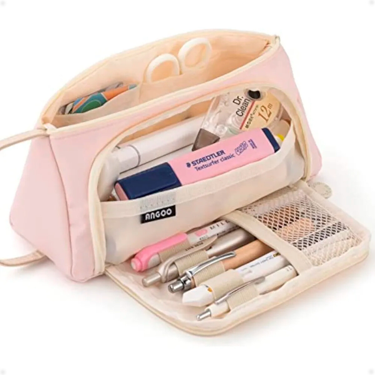 Estuche Cartuchera para Lápices Estudiante Escolar - Rosa Claro 