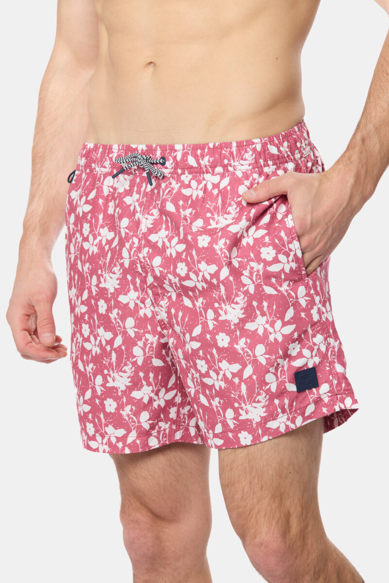 SHORT DE BAÑO ESTAMPADO - Rosado 