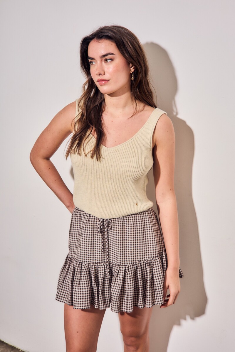 Falda Gingham Gingham Marron