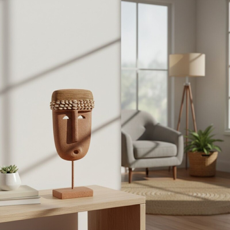 FIGURA CERAMICA MASCARA C/BASE 21X10X43.50CM Unica