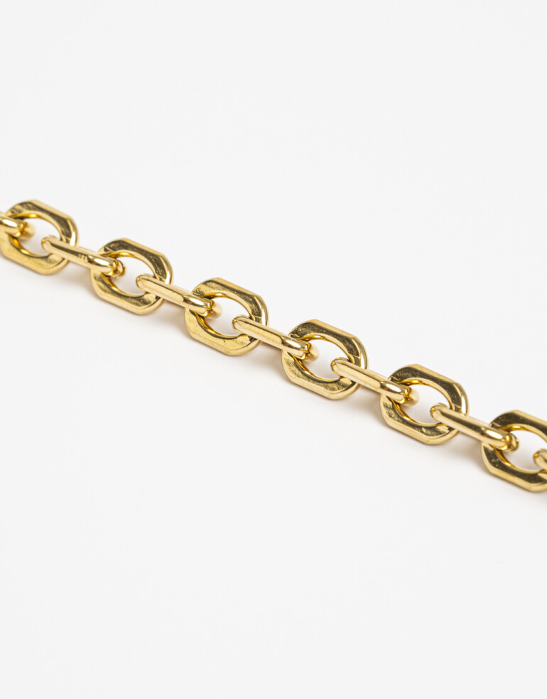 Pulseras Flexibles Metal Pulsera De Eslabones Bold Acero - Dorado