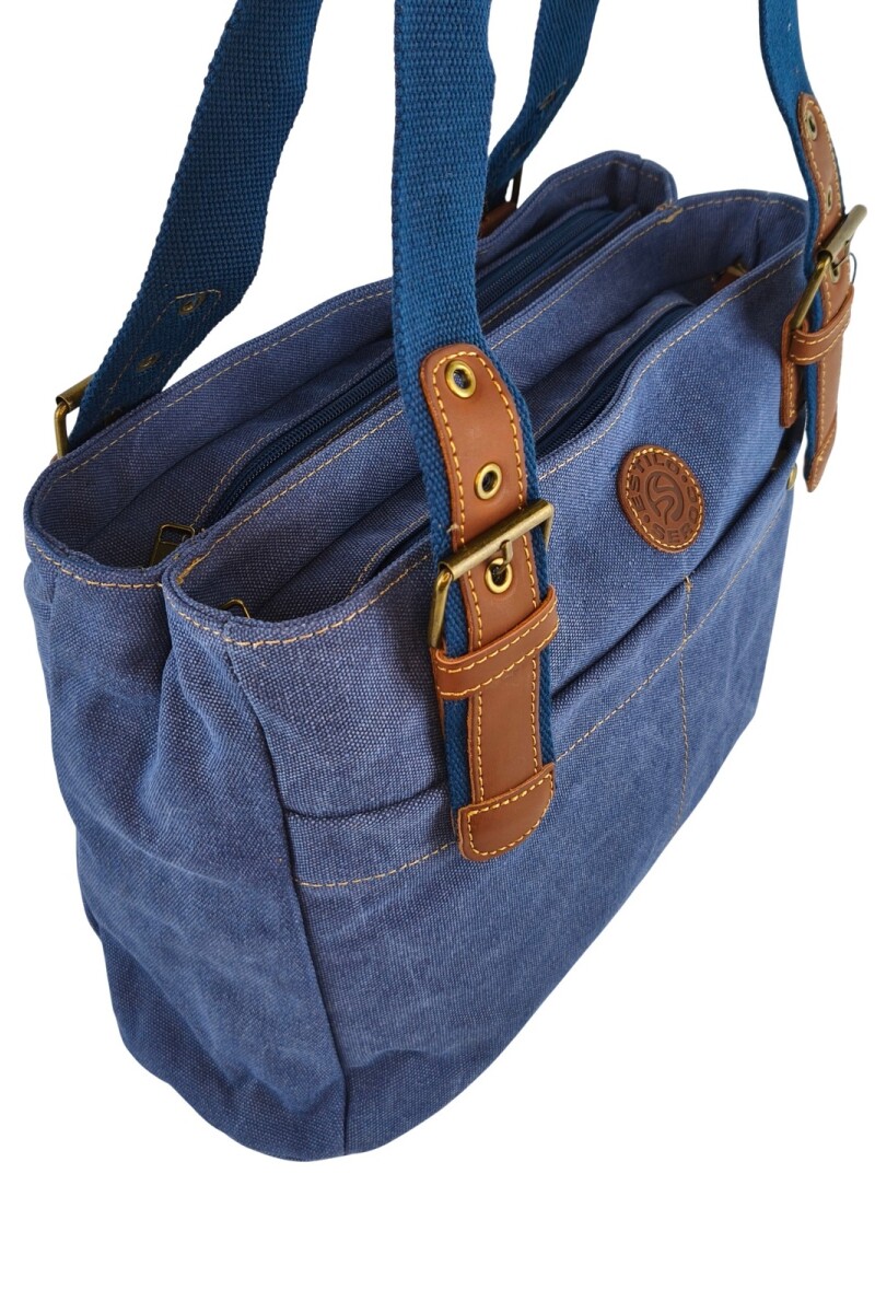 Cartera lona doble cierre Azul