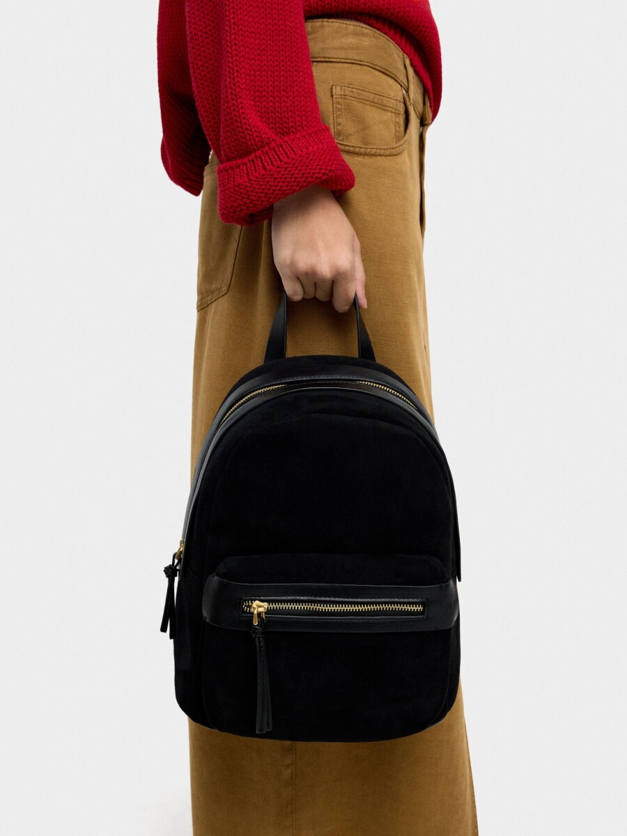 Mochila Básica Efecto Piel negro