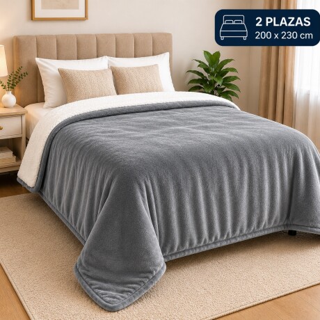 Frazada Manta Polar con Corderito 2 Plazas 200x230cm Gris