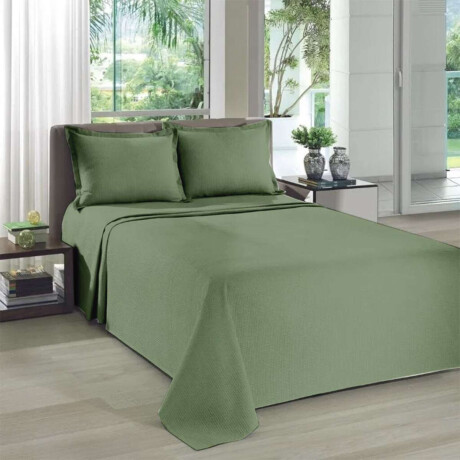 Juego Colcha y Funda Piquet Dohler 1 Plaza 100% Algodón Verde
