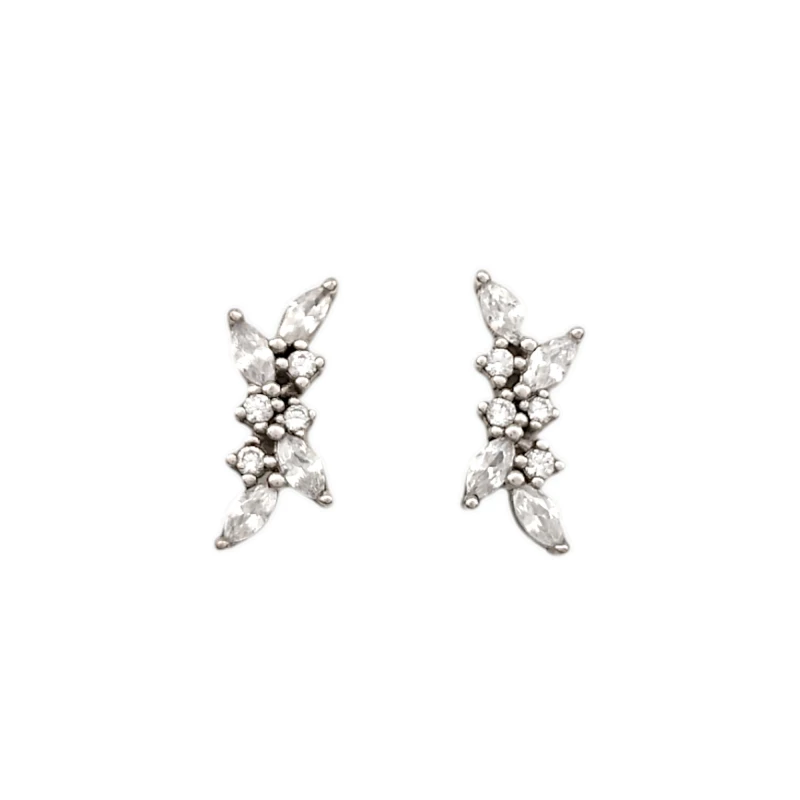 Caravanas Pétalos-Plata 925-Piedra Zirconia-CA3131 conpiedra