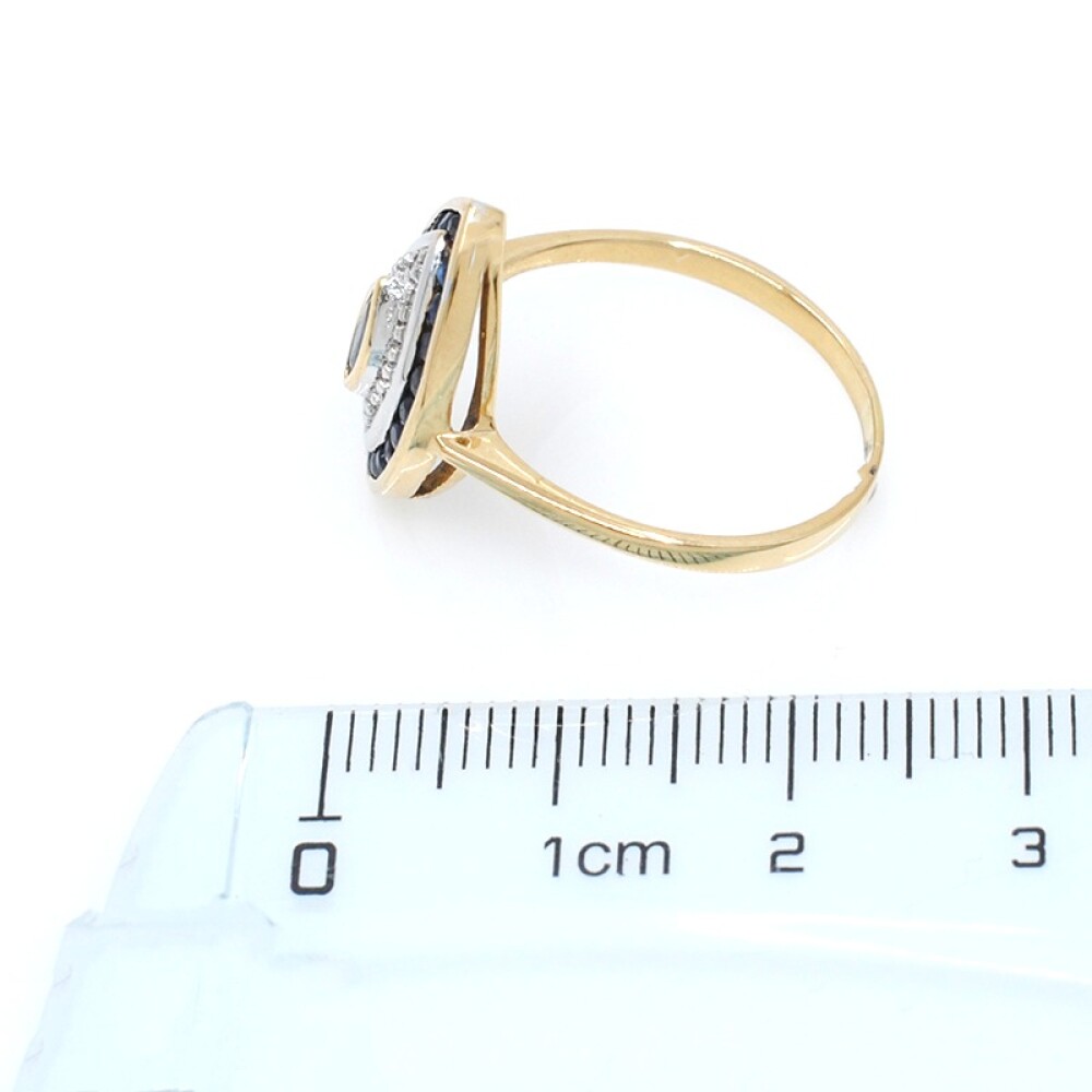 Anillo oro 18k dos tonos ,zafiros y brillantes Anillo oro 18k dos tonos ,zafiros y brillantes