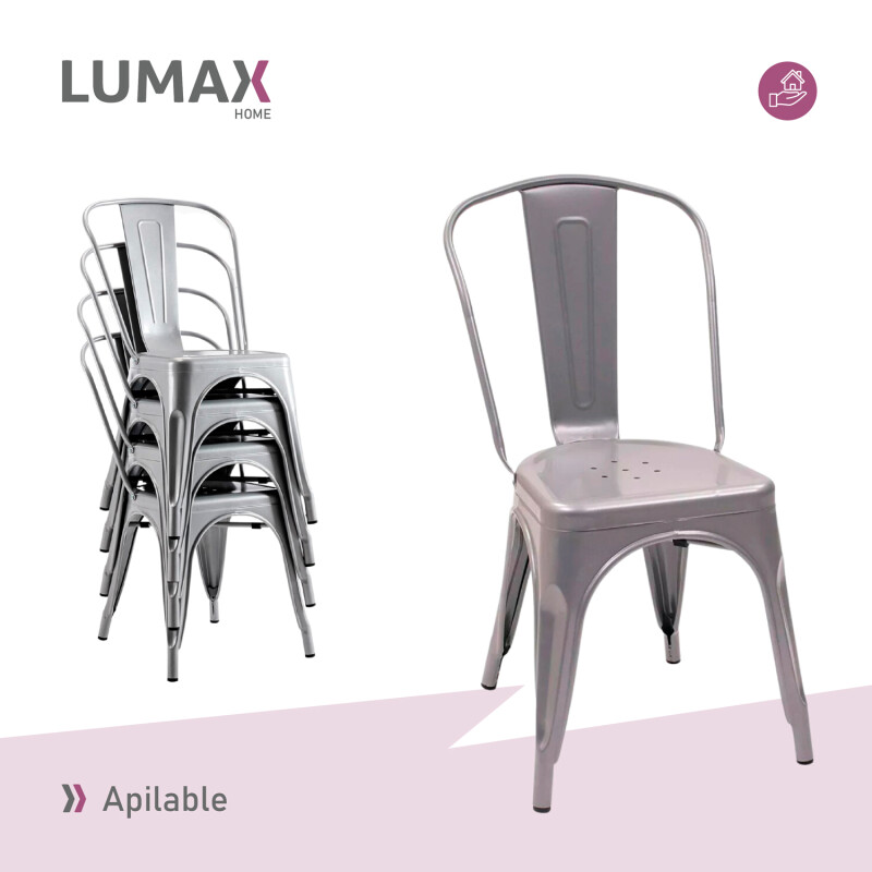 Pack 6 Sillas Tolix Lumax Varios Colores Living Comedor Gris