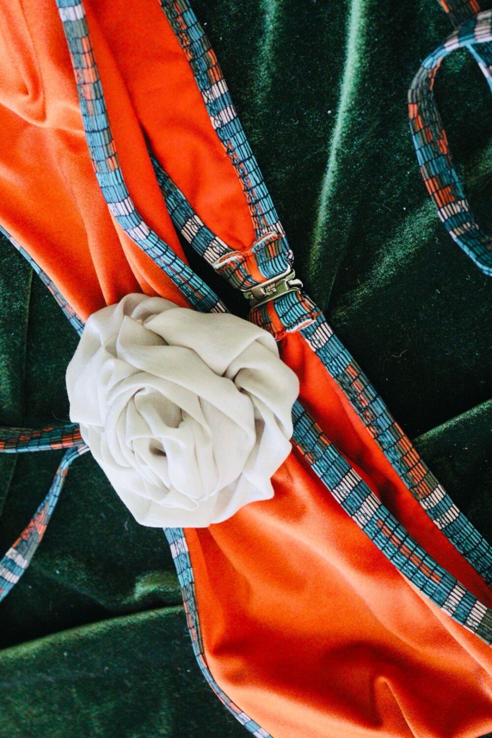 Flower Bikini Naranja Con Turquesa