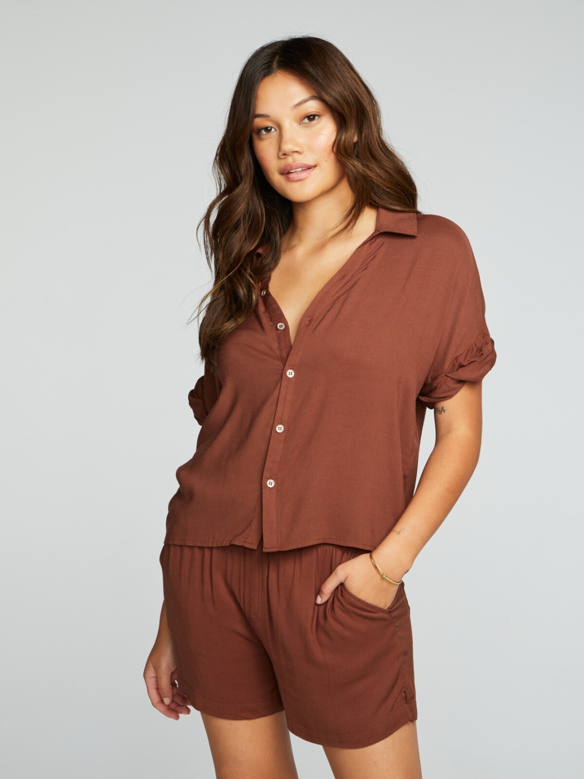 Heirloom wovens button down ro CAMEL