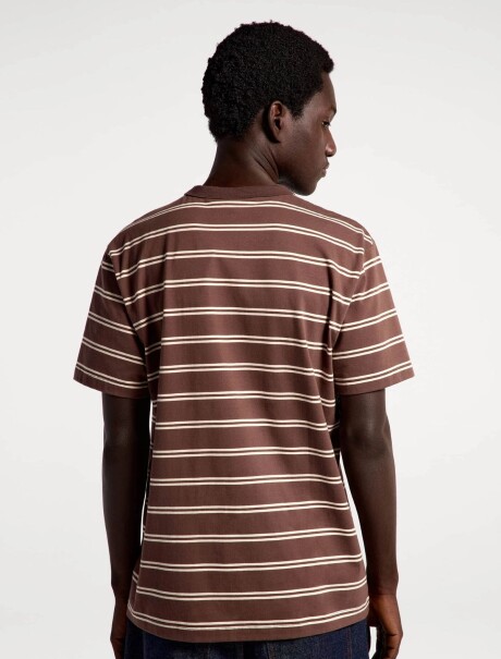 CAMISETA DE ALGODÓN A RAYAS MARRÓN