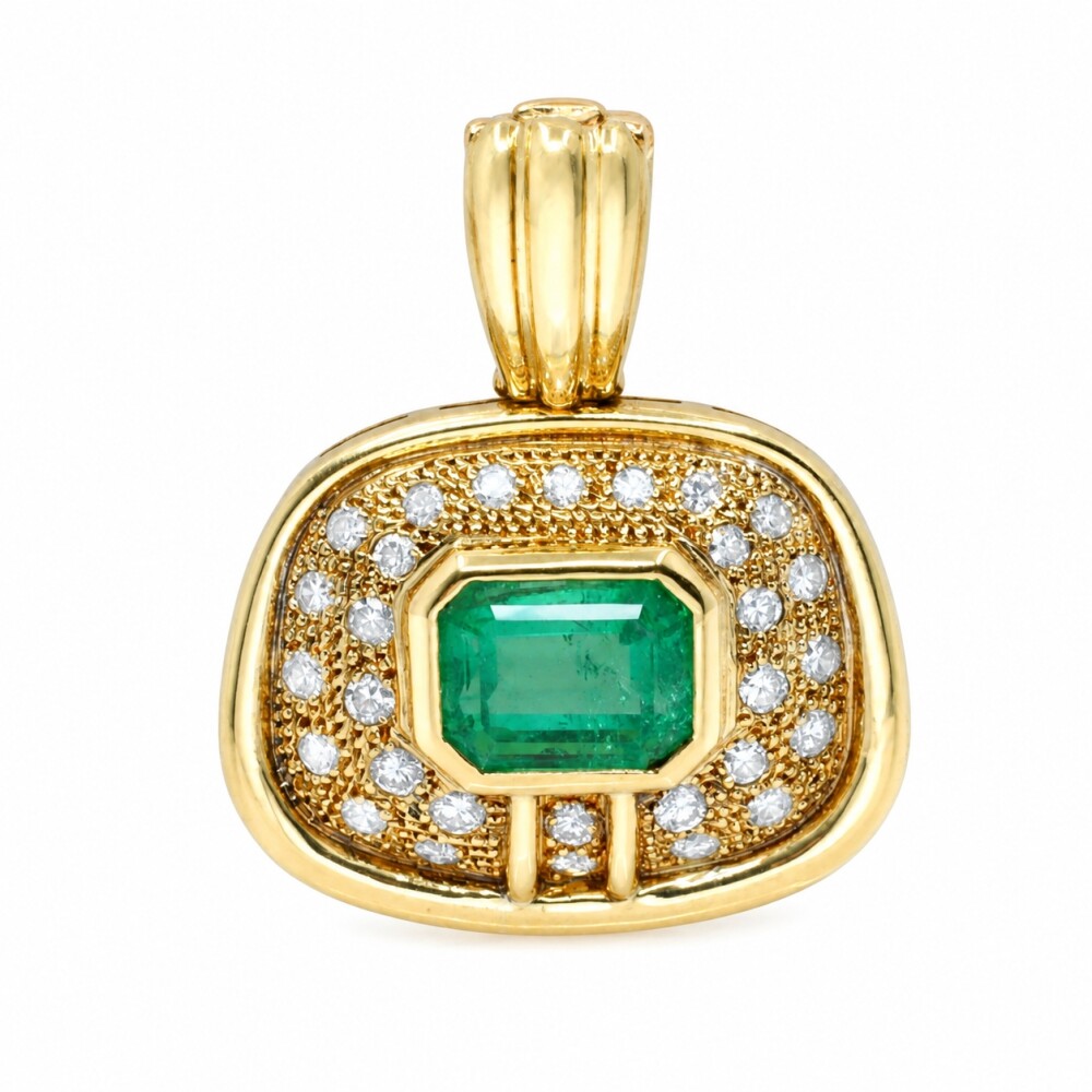 Colgante oro 18k brillantes y esmeralda Colgante oro 18k brillantes y esmeralda