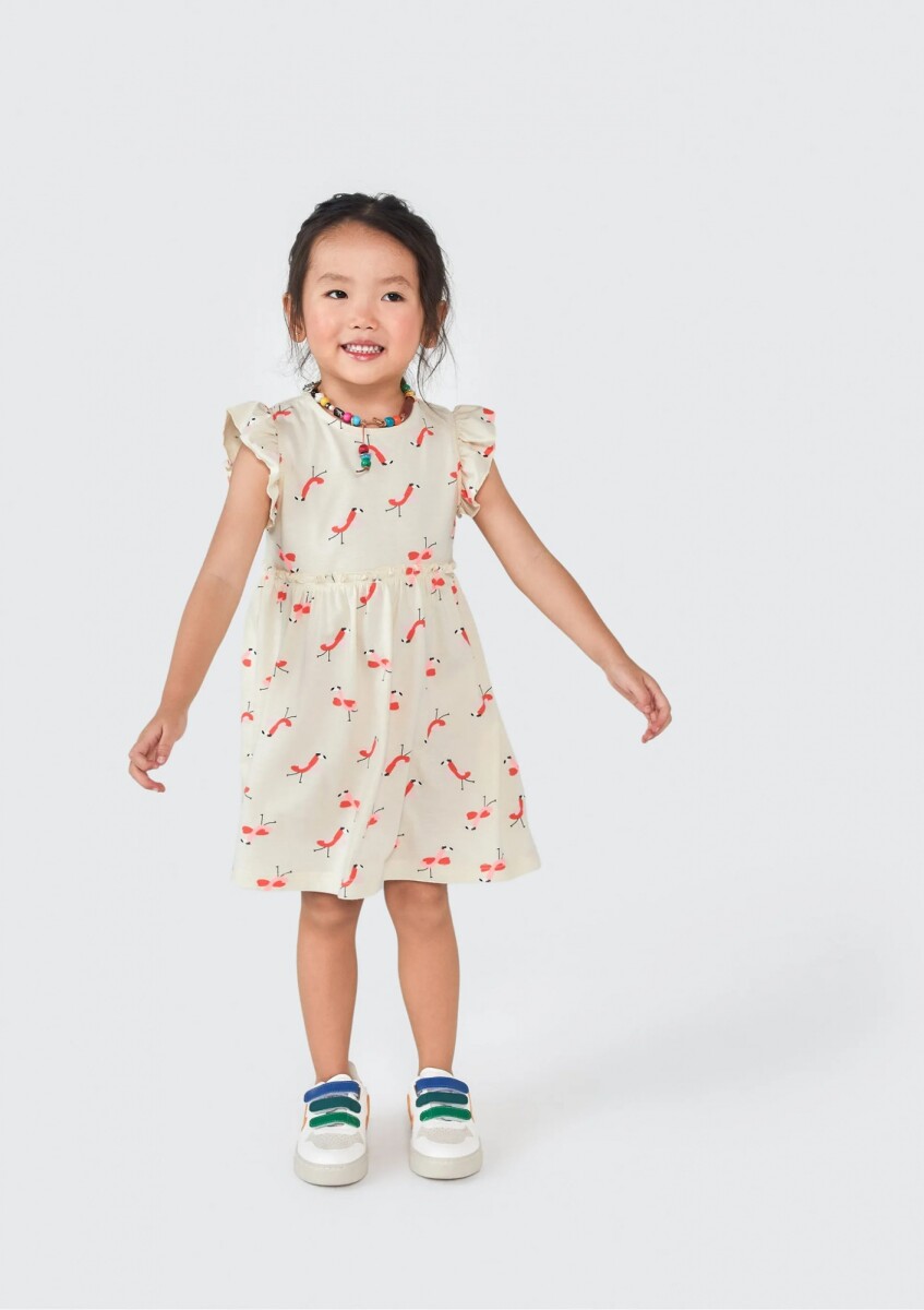 VESTIDO INFANTIL ESTAMPADO - BEIGE 