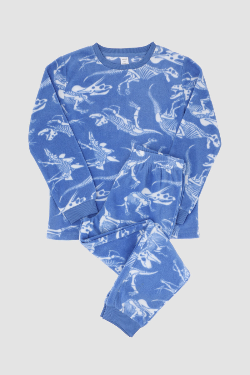 Pijama infantil polar raptor - Azul piedra 
