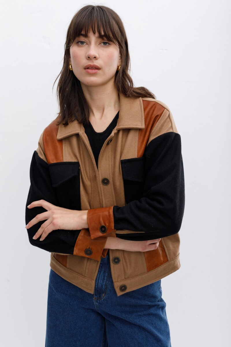 Campera Neón - Camel/Negro 