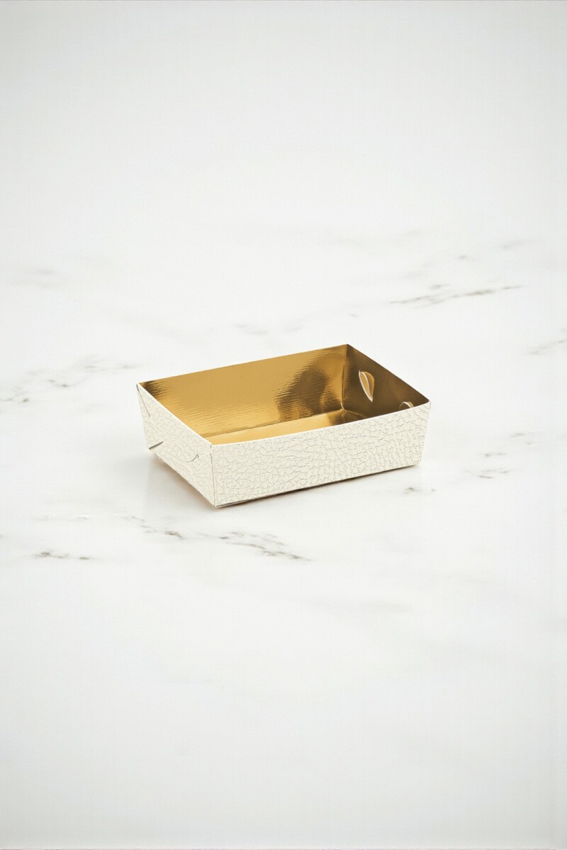 Cesta 19x13x3,5 cm. - PELLE BIANCO+ORO INT 