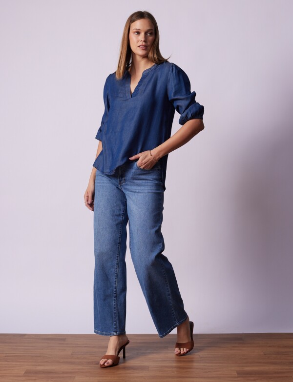Blusa Lyocell JEAN OSCURO