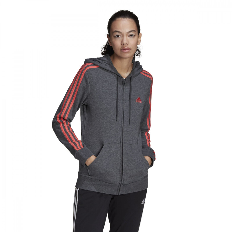 Campera Adidas Essentials de Mujer - HC9140 Gris Oscuro-coral