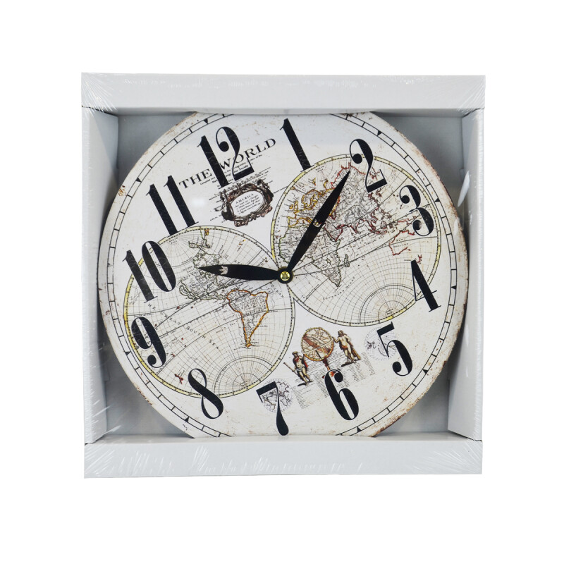 Reloj de pared mdf D28,8x3,5 cm MAPAMUNDI