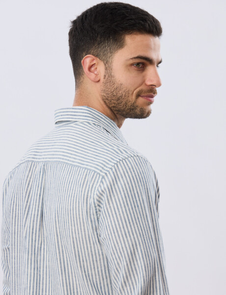 CAMISA RAYADA DE LINO Denim