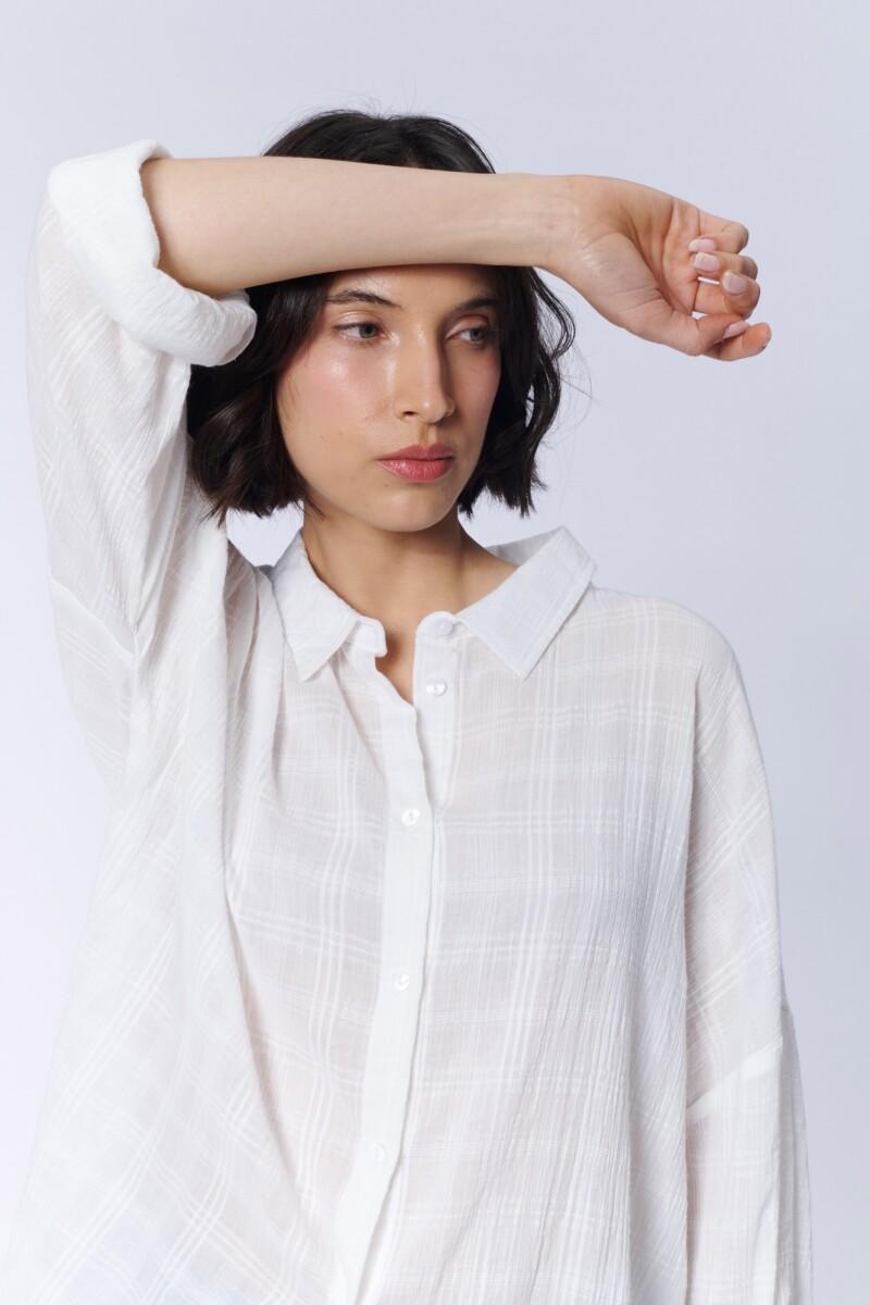 Camisa Manga larga Oversize Textura Blanco