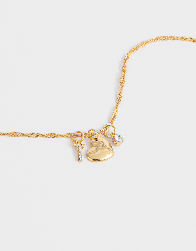 Cadena Corta con Dije De inicial Cadena Corta Con Dije De Inicial "t" - Dorado
