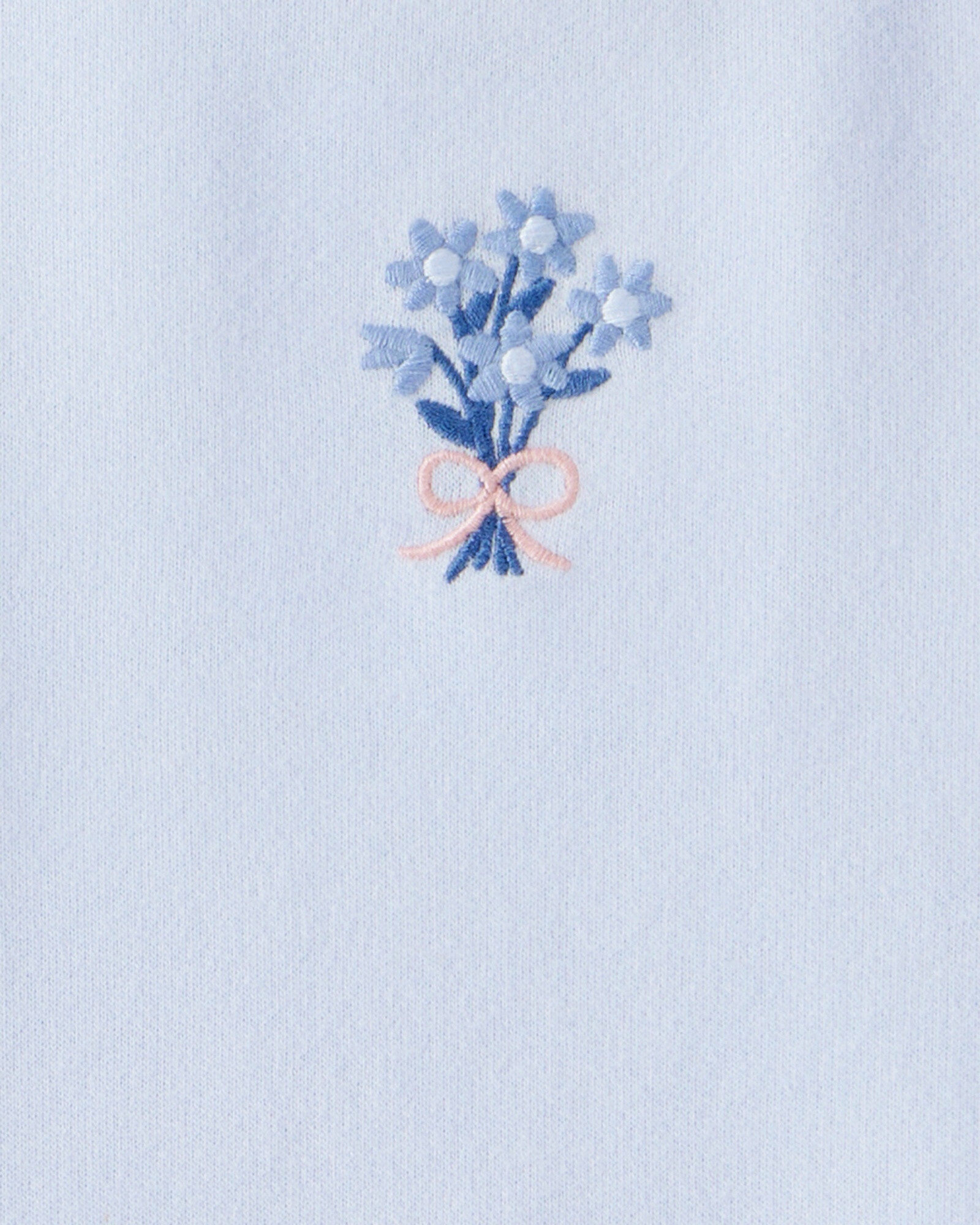 Set dos piezas de algodón, pantalón acanalado y buzo, azul, diseño floral. Talles 2-5T Set dos piezas de algodón, pantalón acanalado y buzo, azul, diseño floral. Talles 2-5T